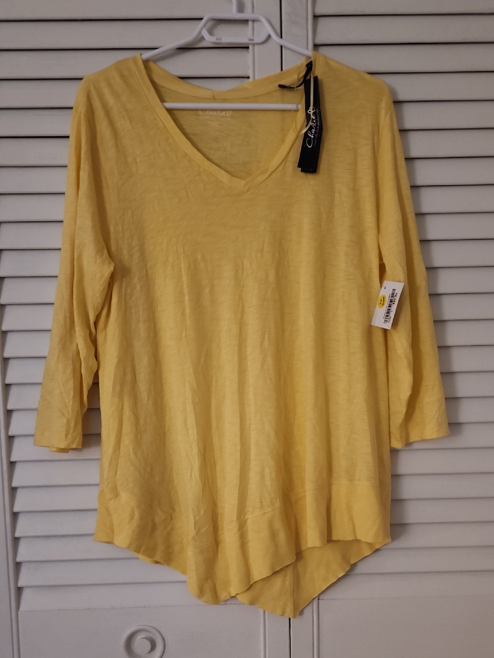 Caslon Soft Yellow V-Neck 3/4 Sleeve Tunic